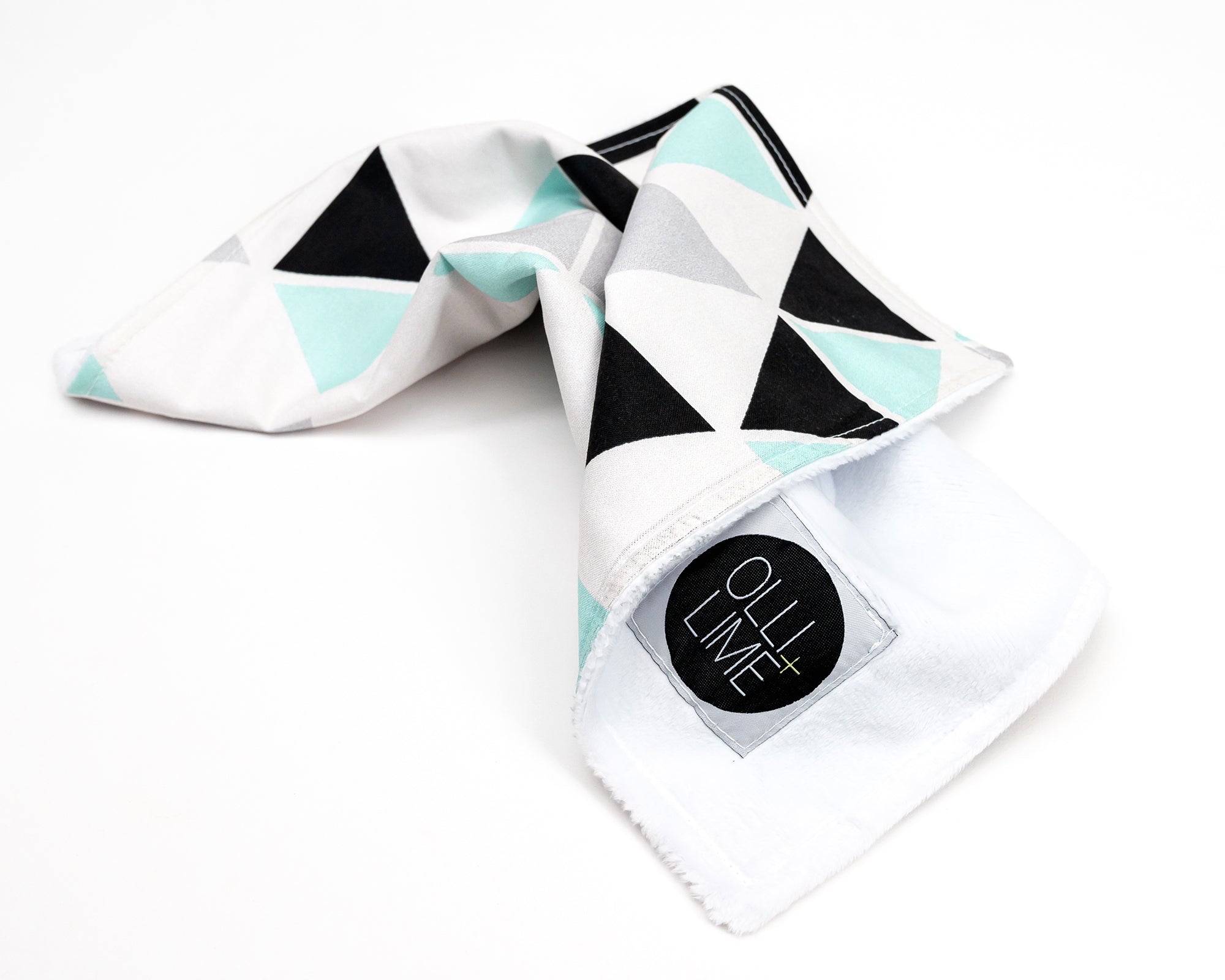 Minty Origami - Mint + Monochrome Triangle Security Blanket Lovey